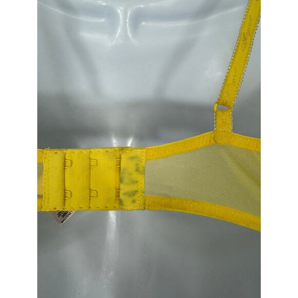 Victoria’s Secret Angels Yellow Floral Lace Balconet Bra 36D - Picture 4 of 7